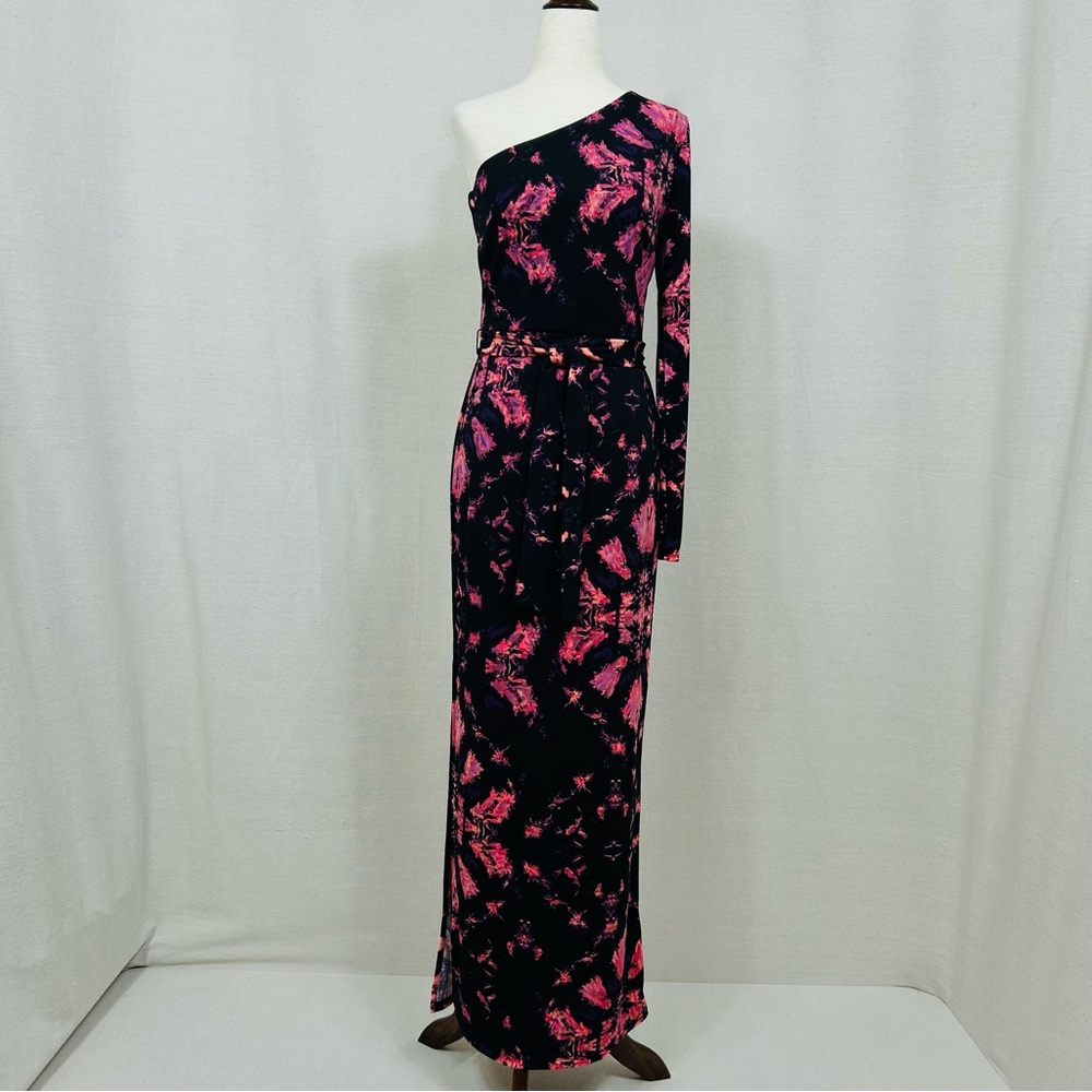 INC International Concepts One-Shoulder Pink and Black Dress